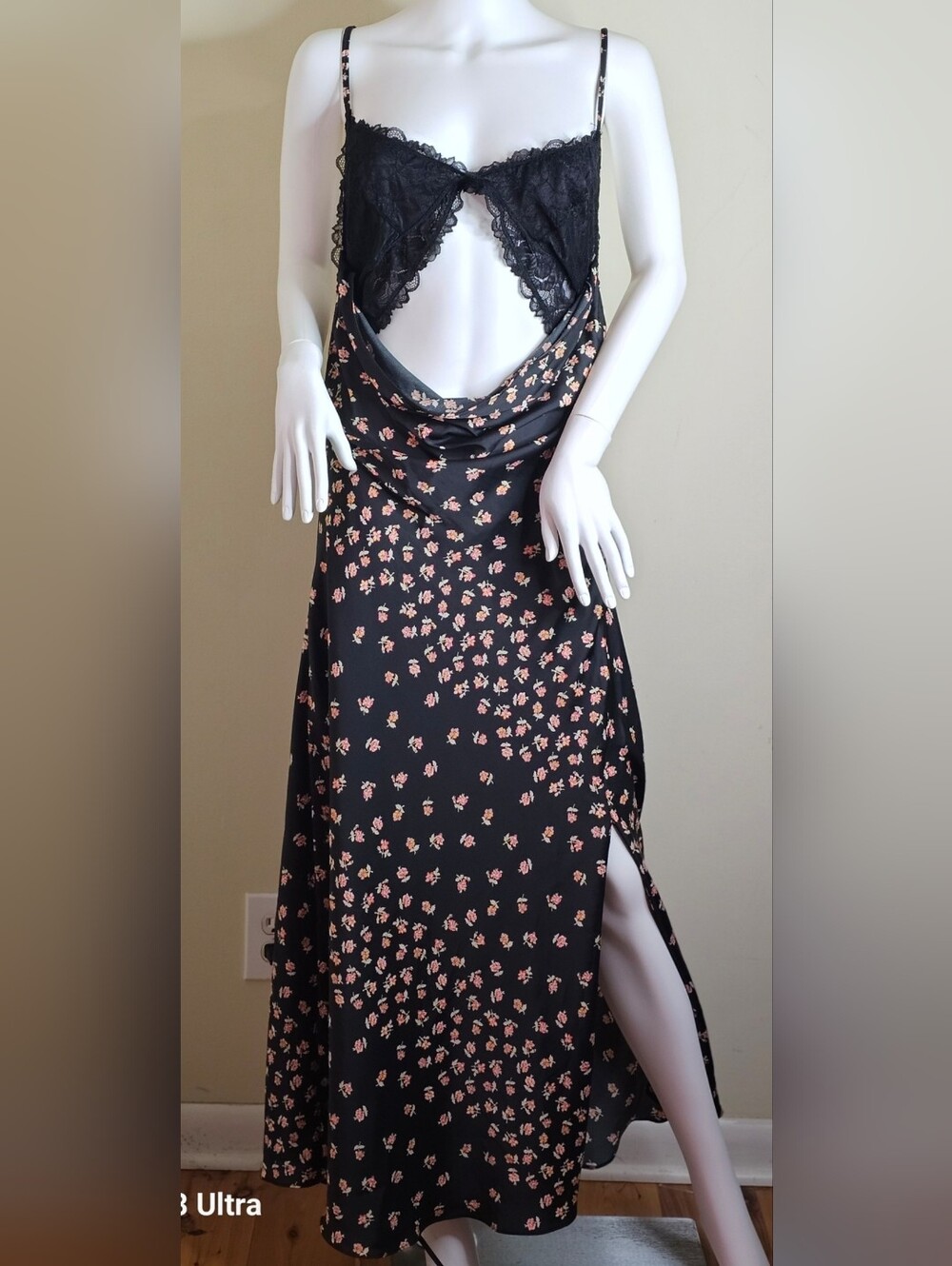 Free People Intimately Gossamer Glow Black Floral Slip Midi Dress - Picture 2 of 11